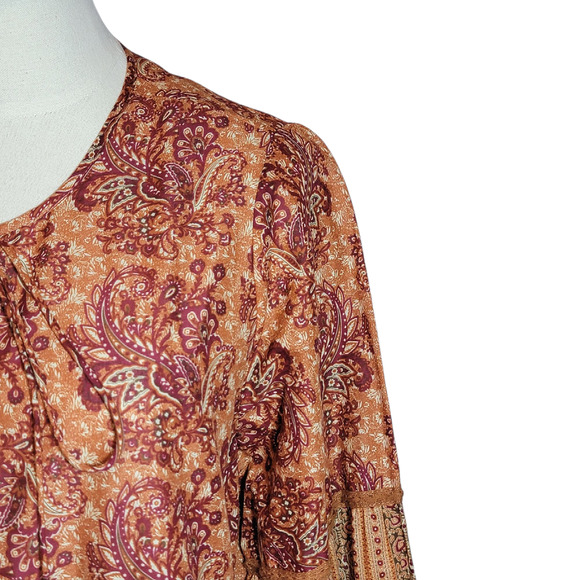 Chelsea & Violet Floral Paisley Open Front Duster Dress Orange Red Boho L/XL - Picture 4 of 16